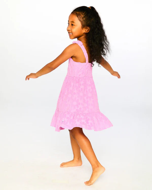Deux Par Deux Girls Terry Beach Dress   H30OG85   Lilac Flowers