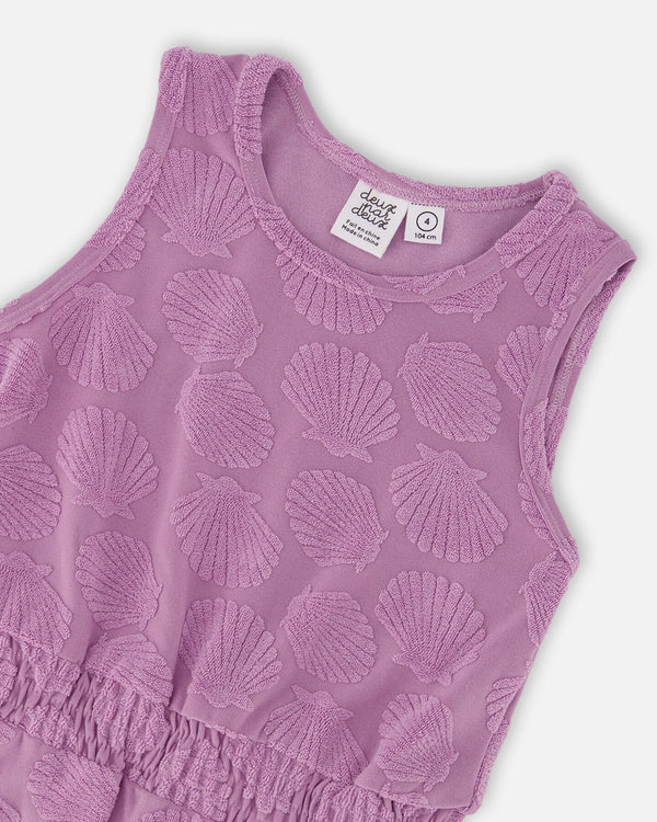 Deux Par Deux Girls Beach Dress   H30OG87   Purple Seashells