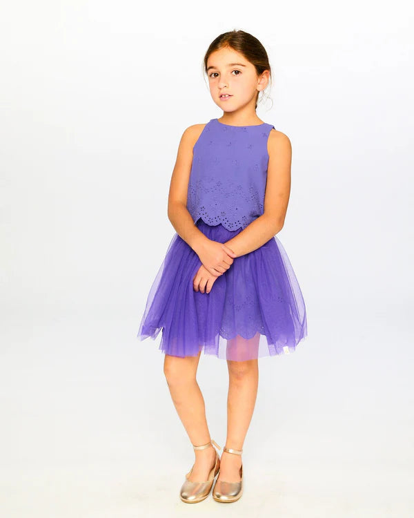Deux Par Deux Girls Top & Skirt Set   H30Q10   Purple Opulence