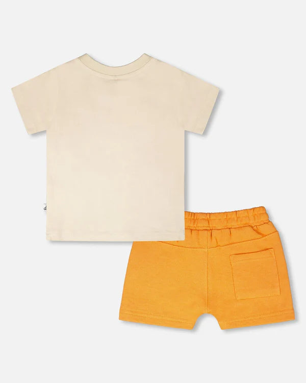Deux Par Deux Baby Boy Tee Shirt And Short Set    H30S10   Fog