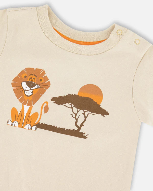 Deux Par Deux Baby Boy Tee Shirt And Short Set    H30S10   Fog