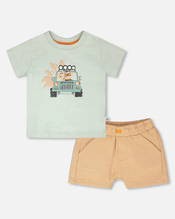 Deux Par Deux Baby Boy Tee Shirt And Short Set   H30S10   Surf Spray