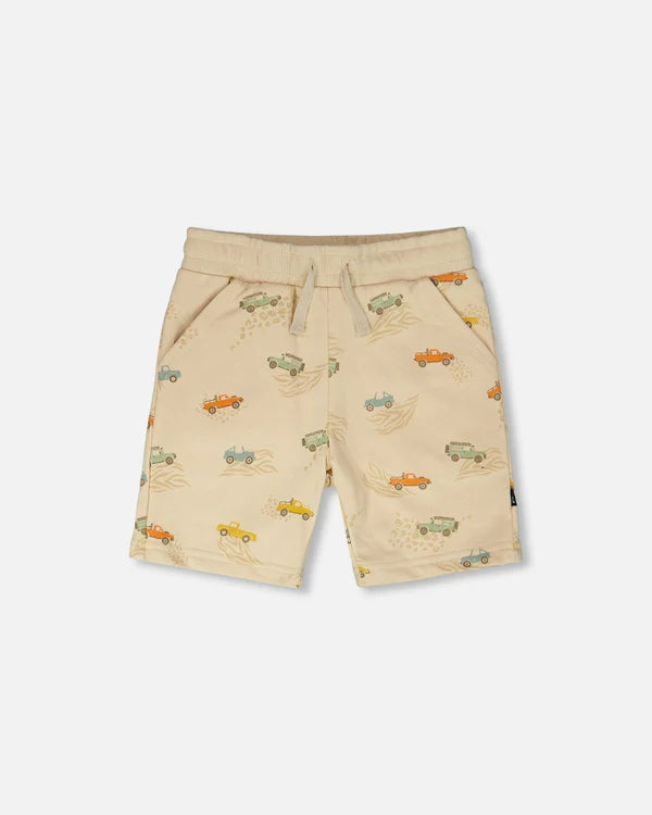 Deux Par Deux Baby Boy French Terry Shorts   H30S28   Printed Safari Jeep