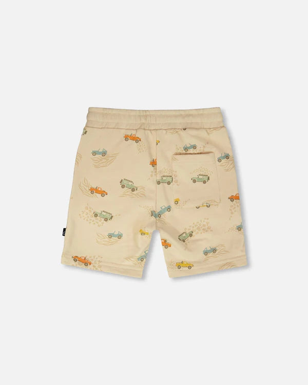 Deux Par Deux Baby Boy French Terry Shorts   H30S28   Printed Safari Jeep