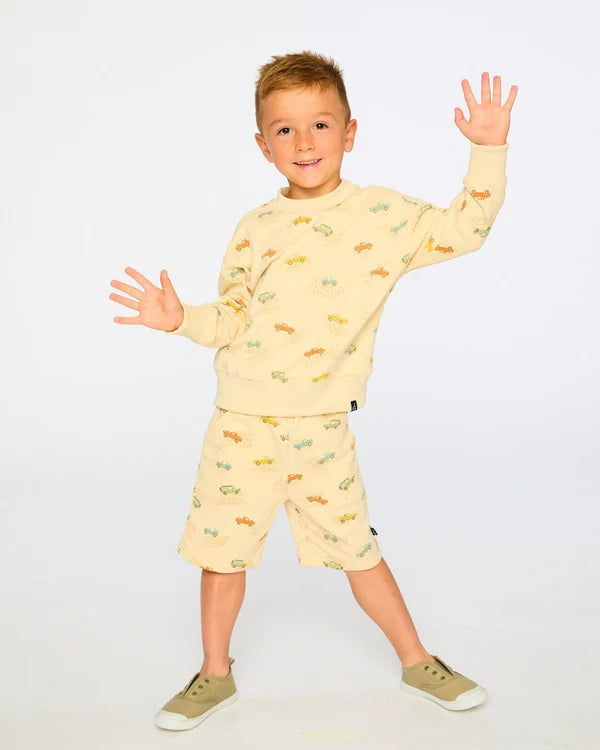 Deux Par Deux Boys French Terry Sweatshirt   H30S31   Printed Safari Jeeps