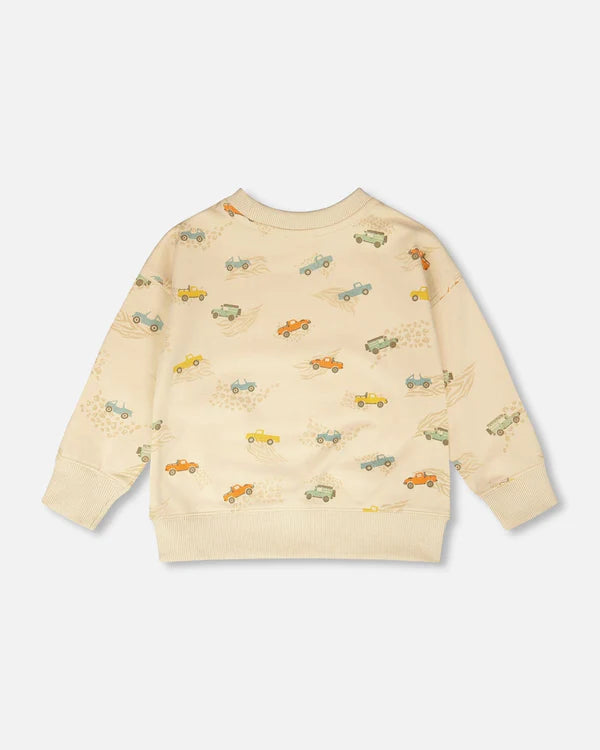 Deux Par Deux Boys French Terry Sweatshirt   H30S31   Printed Safari Jeeps
