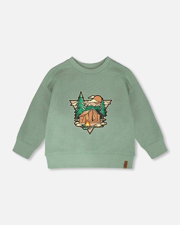 Deux Par Deux Boys French Terry Sweatshirt   H30U30   Granite Green