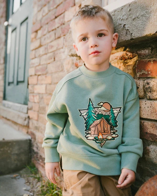 Deux Par Deux Boys French Terry Sweatshirt   H30U30   Granite Green