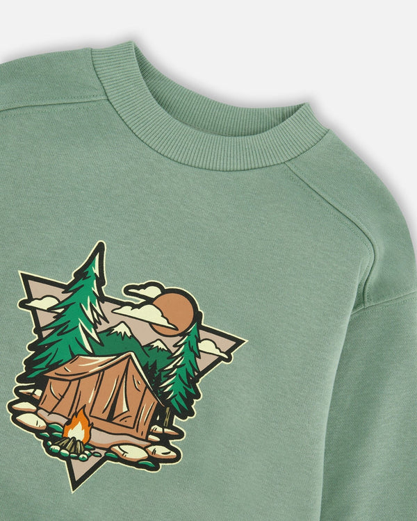 Deux Par Deux Boys French Terry Sweatshirt   H30U30   Granite Green
