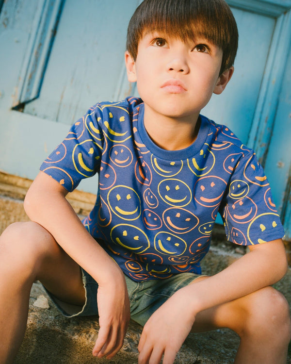 Deux Par Deux Short Sleeve Tee   H30U77   Printed Smiley