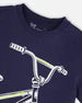 Deux Par Deux Boys Short Sleeve Tee   H30U79   Peacoat