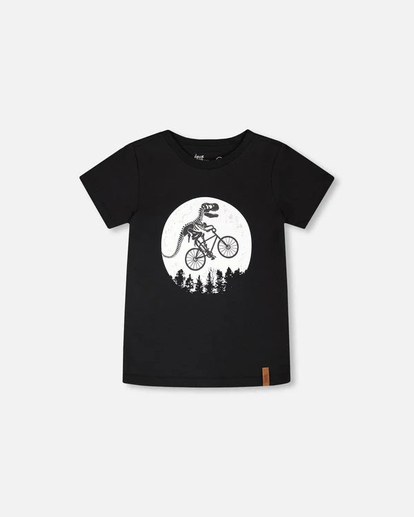 Deux Par Deux Boys Jersey Tee With Print   H30U79   Anthracite