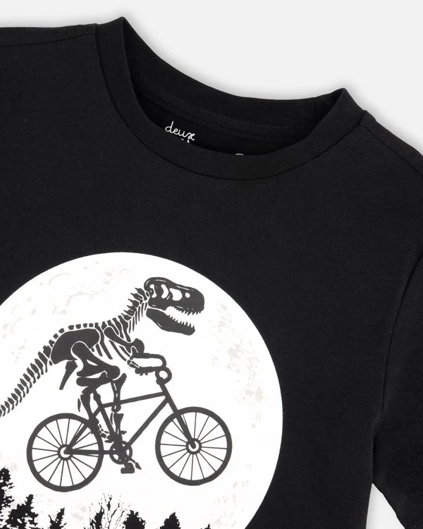 Deux Par Deux Boys Jersey Tee With Print   H30U79   Anthracite