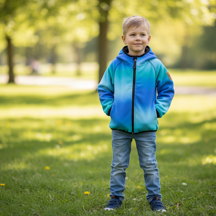 Deux Par Deux Boys Softshell Jacket   H30W43  Printed Blue Gradient