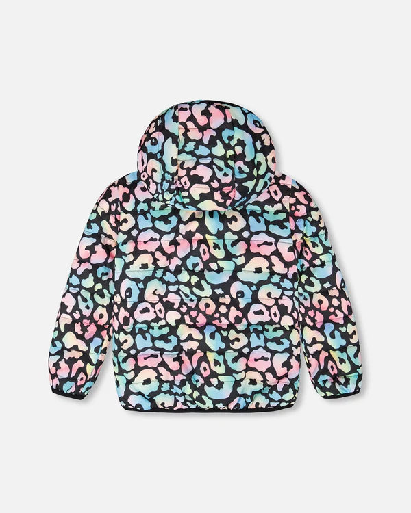 Deux Par Deux Quilted Mid Season Jacket   H30W45   Printed Rainbow Leopard