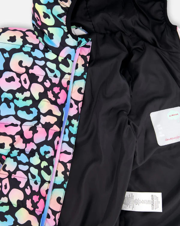Deux Par Deux Quilted Mid Season Jacket   H30W45   Printed Rainbow Leopard