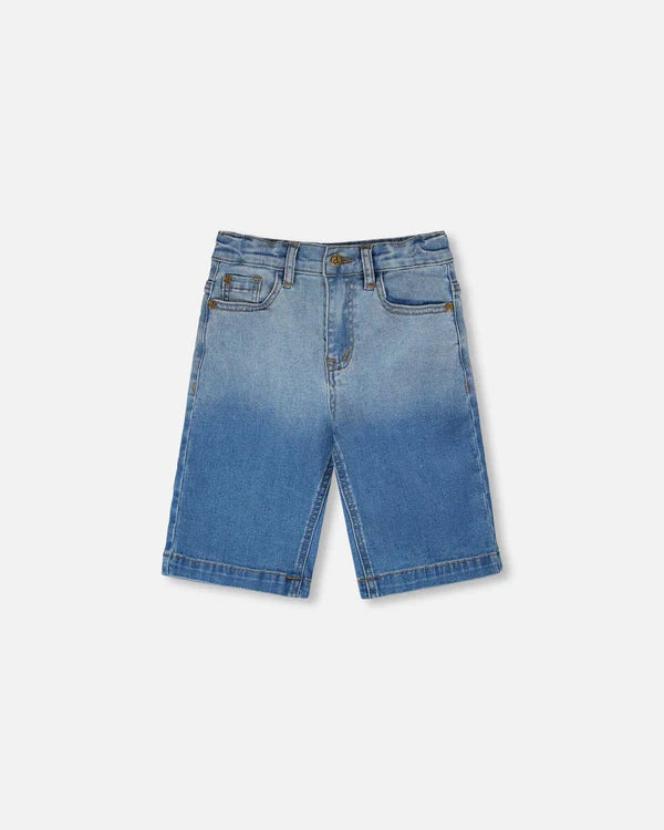 Deux Par Deux Stretch Denim Bermuda   H30YB24   Printed Gradient Denim