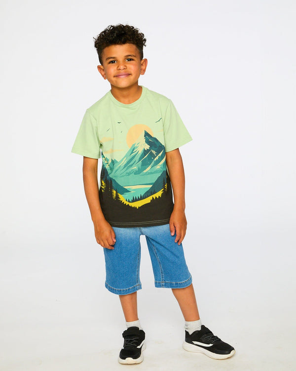 Deux Par Deux Stretch Denim Bermuda   H30YB24   Printed Gradient Denim