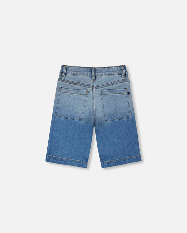 Deux Par Deux Stretch Denim Bermuda   H30YB24   Printed Gradient Denim