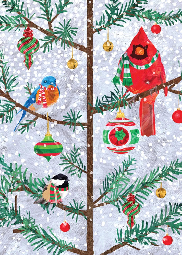 Christmas Card  HA1332  3 Birds in Tree