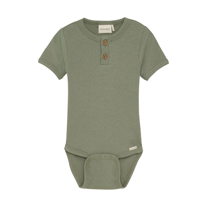 Minymo Baby Boy Short Sleeve Ribbed Bodysuit   113900-9212