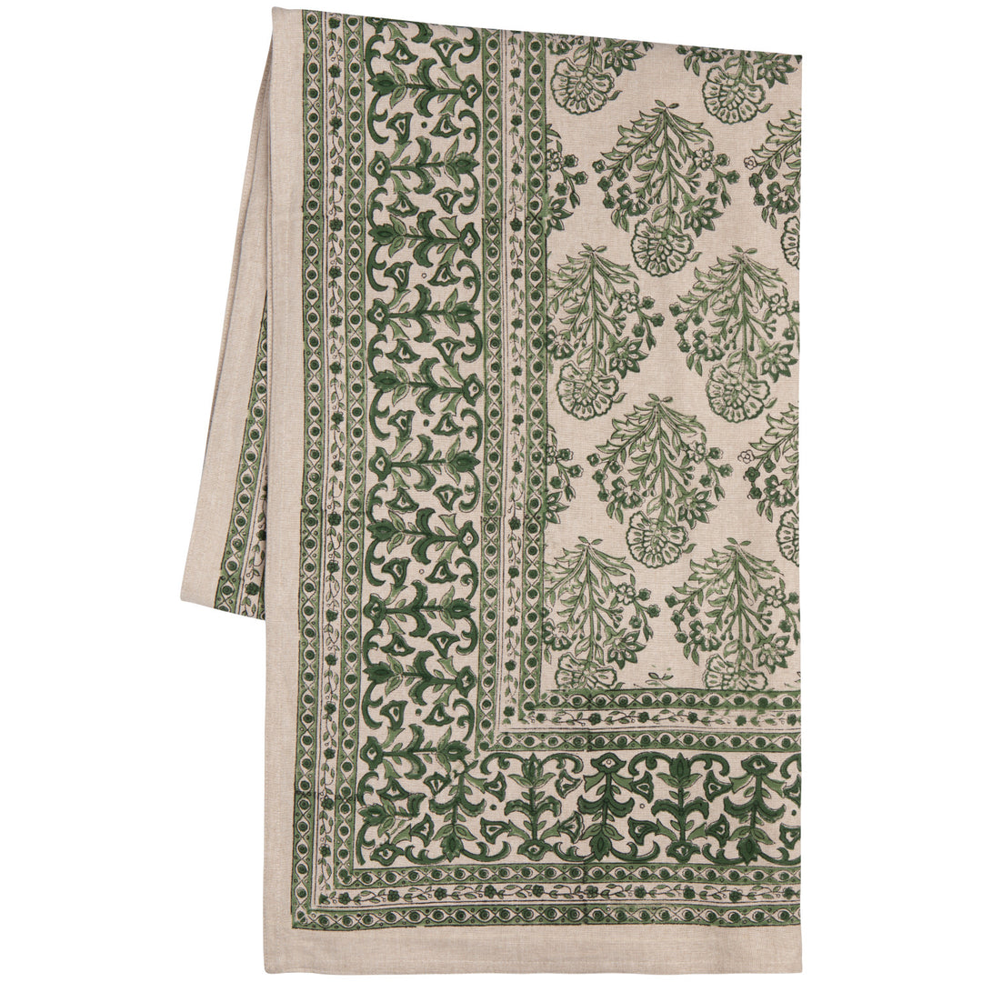 Danica Block Print Tablecloth - Viridian