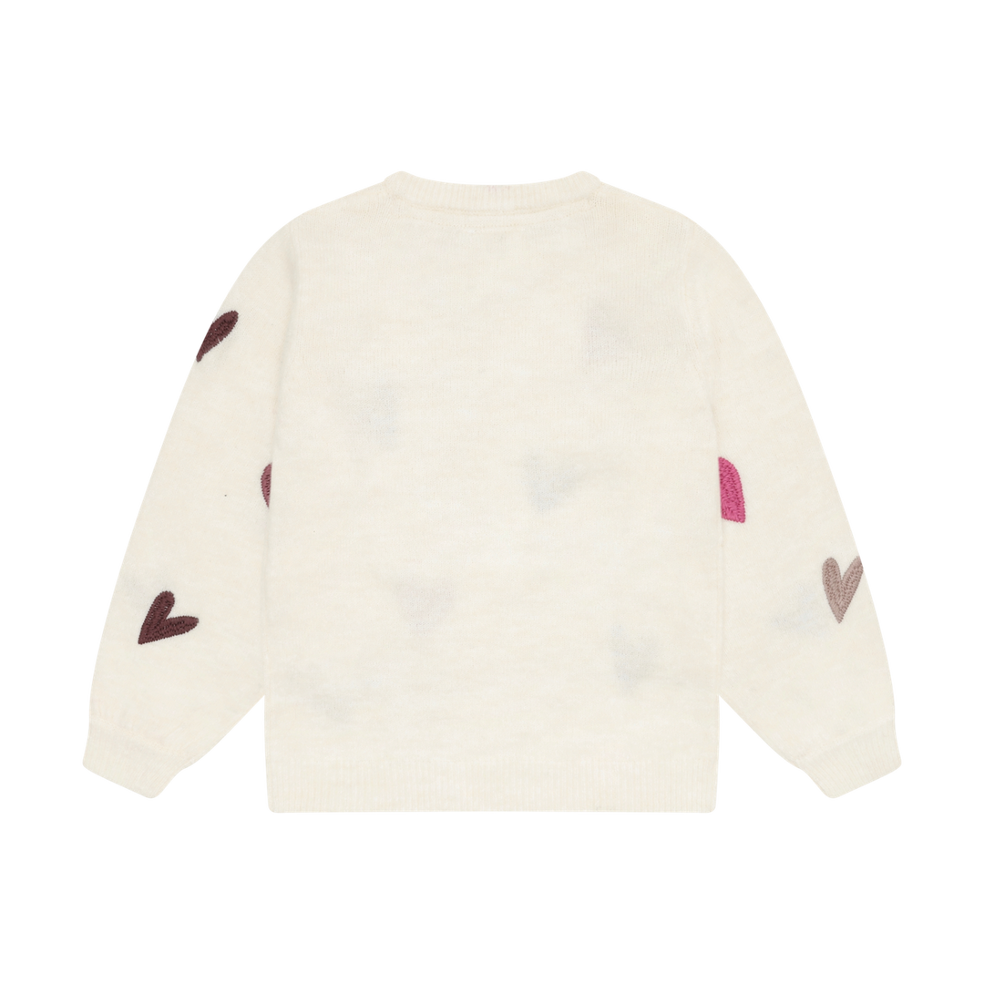 Minymo Girls Knit Pullover With Embroidered Hearts   124443-1026