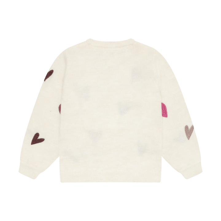Minymo Girls Knit Pullover With Embroidered Hearts   124443-1026