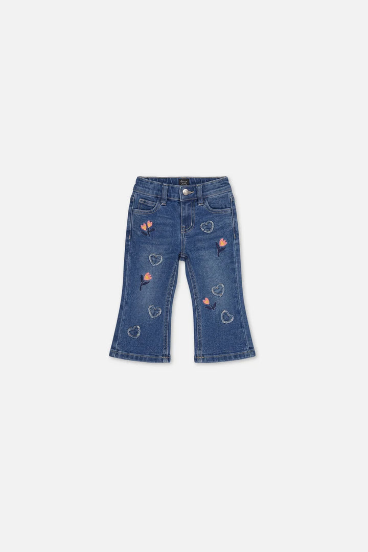Deux Par Deux Baby Girl Jeans With Embroidery   J20F20B   Navy Denim