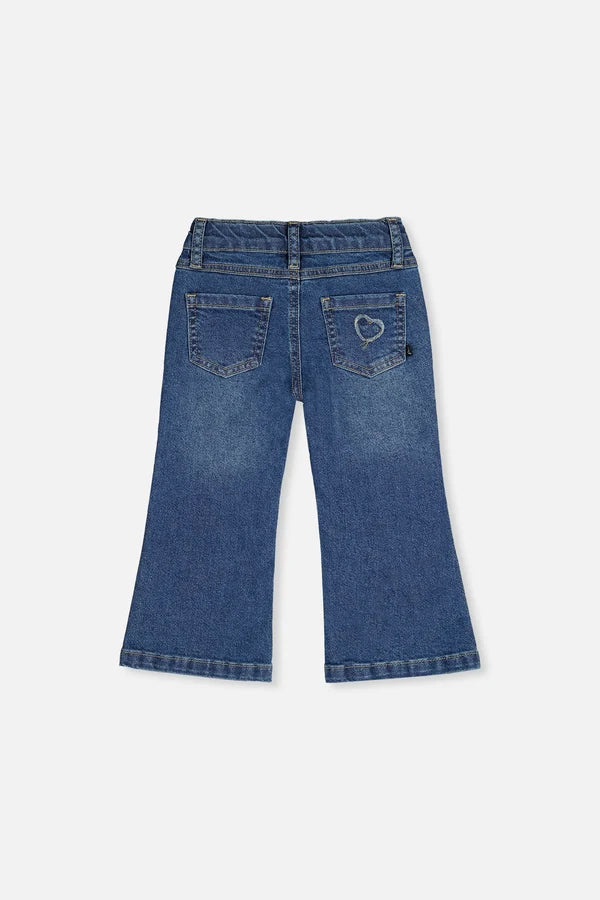 Deux Par Deux Girls Denim Jeans With Embroidery   J20F20   Navy Denim