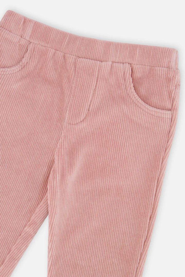Deux Par Deux Baby Girl Stretch Velour Tregging   J20F21B   Silver Pink