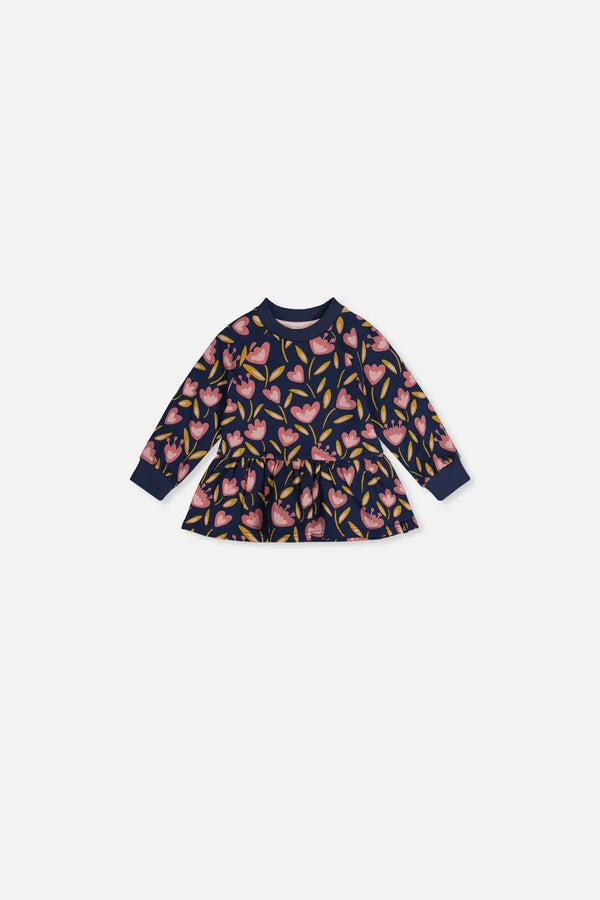 Deux Par Deux Baby Girl French Terry Top   J20F31B   Printed Tulips