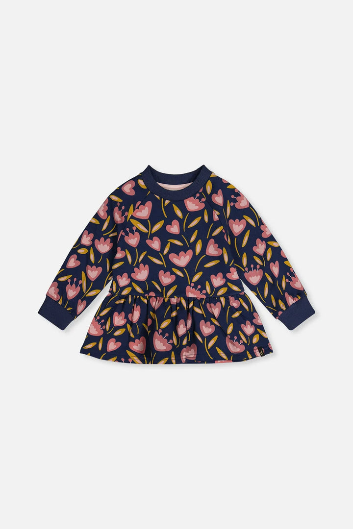 Deux Par Deux Girls French Terry Top   J20F31   Printed Tulips