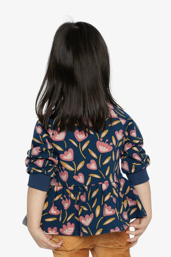 Deux Par Deux Girls French Terry Top   J20F31   Printed Tulips
