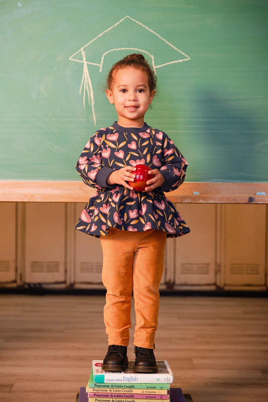Deux Par Deux Girls French Terry Top   J20F31   Printed Tulips