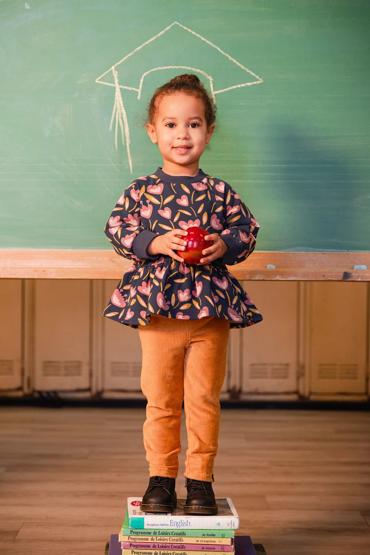 Deux Par Deux Girls French Terry Top   J20F31   Printed Tulips