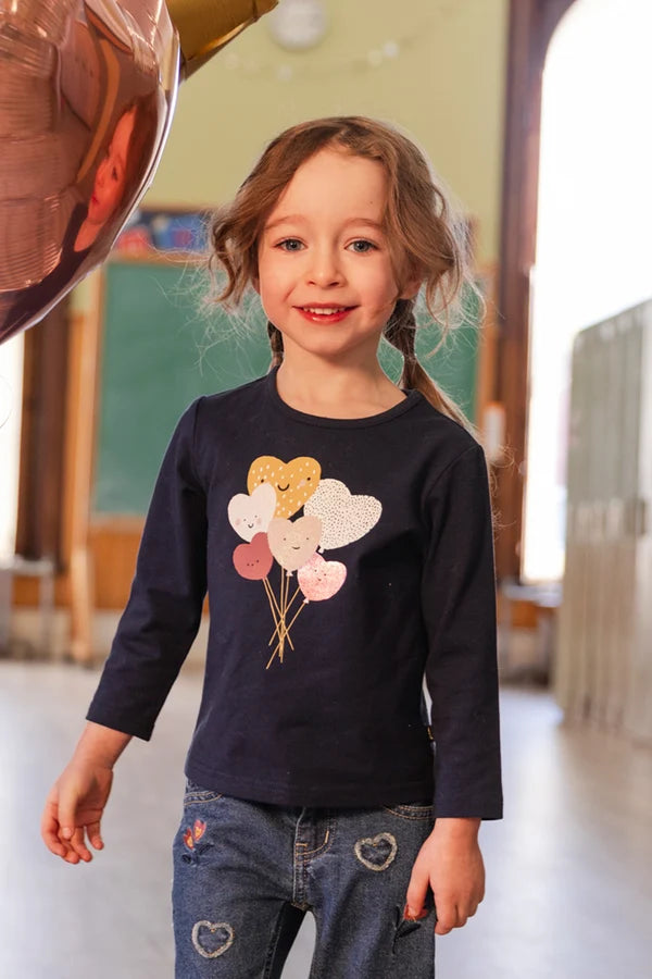 Deux Par Deux Girls Long Sleeve Tee   J20F70   Black Iris