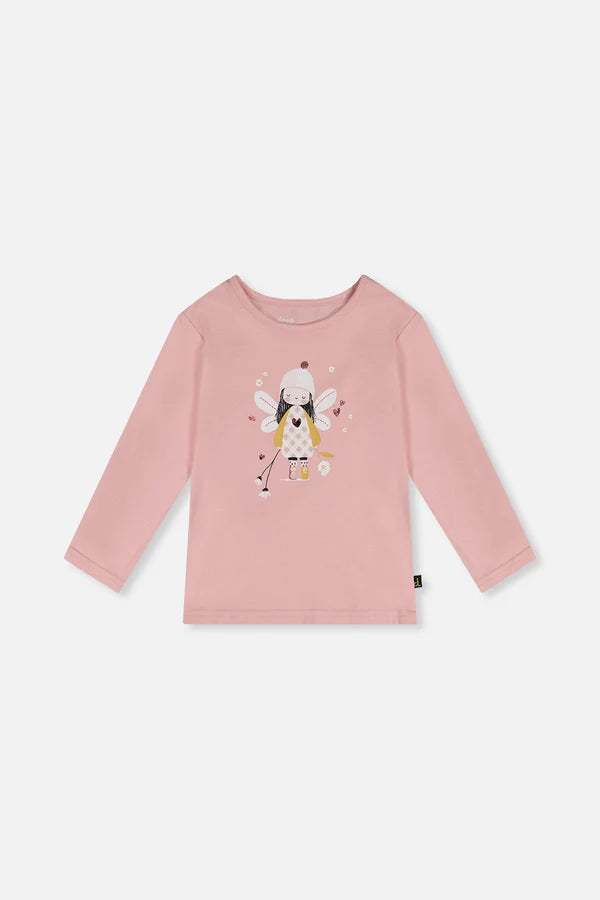 Deux Par Deux Girls Long Sleeve Tee   J20F70    Silver Pink
