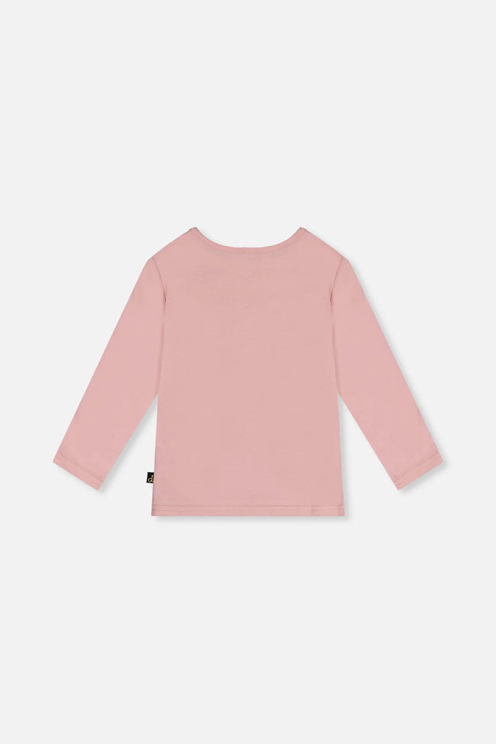 Deux Par Deux Girls Long Sleeve Tee   J20F70    Silver Pink