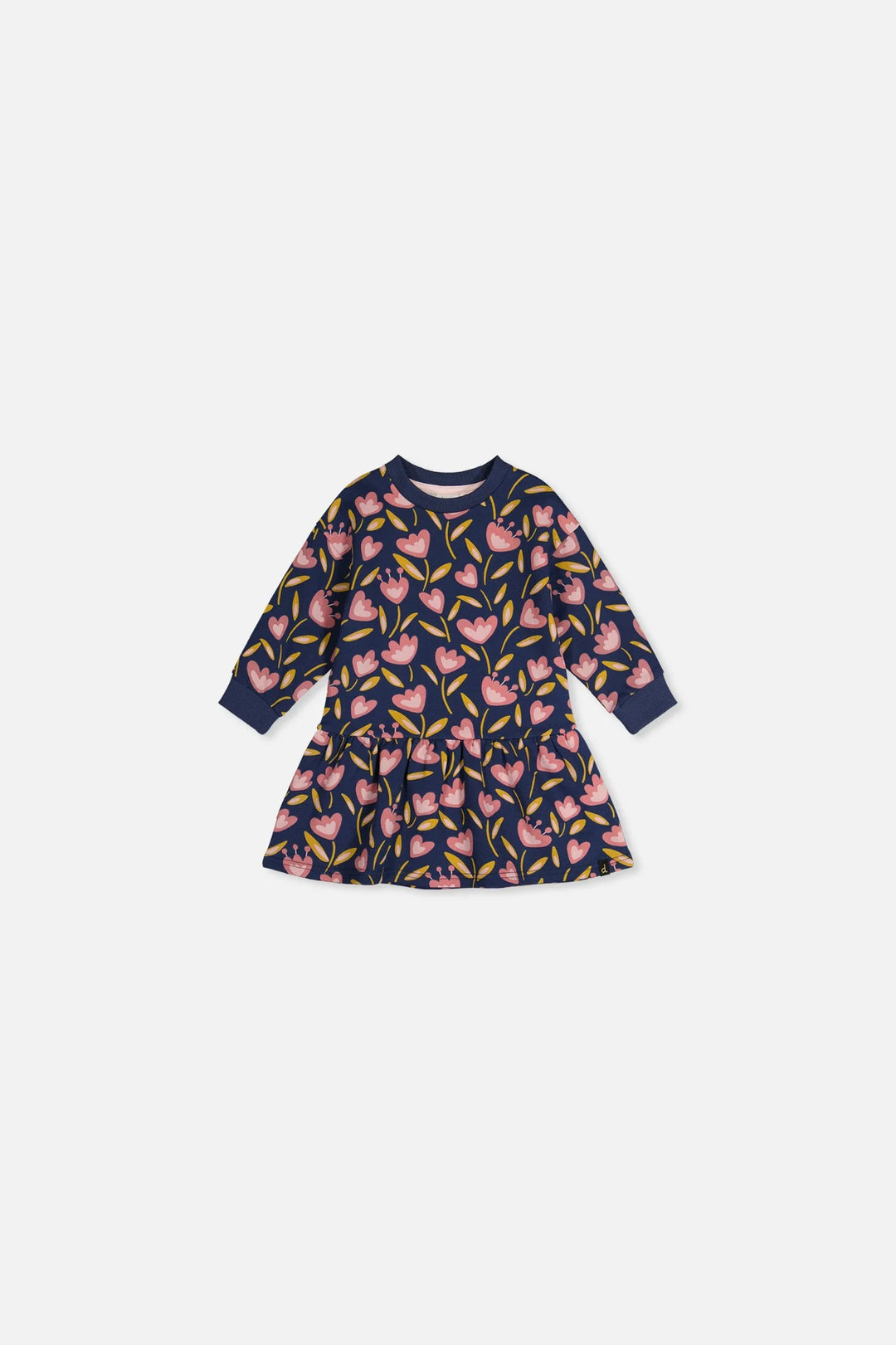 Deux Par Deux Baby Girl French Terry Dress   J20F87B   Printed Tulips