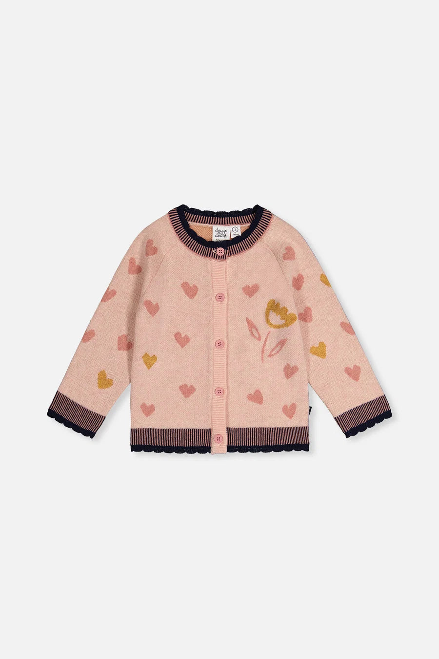 Deux Par Deux Girls Jacquard Knit Cardigan   J20FT32   Silver Pink