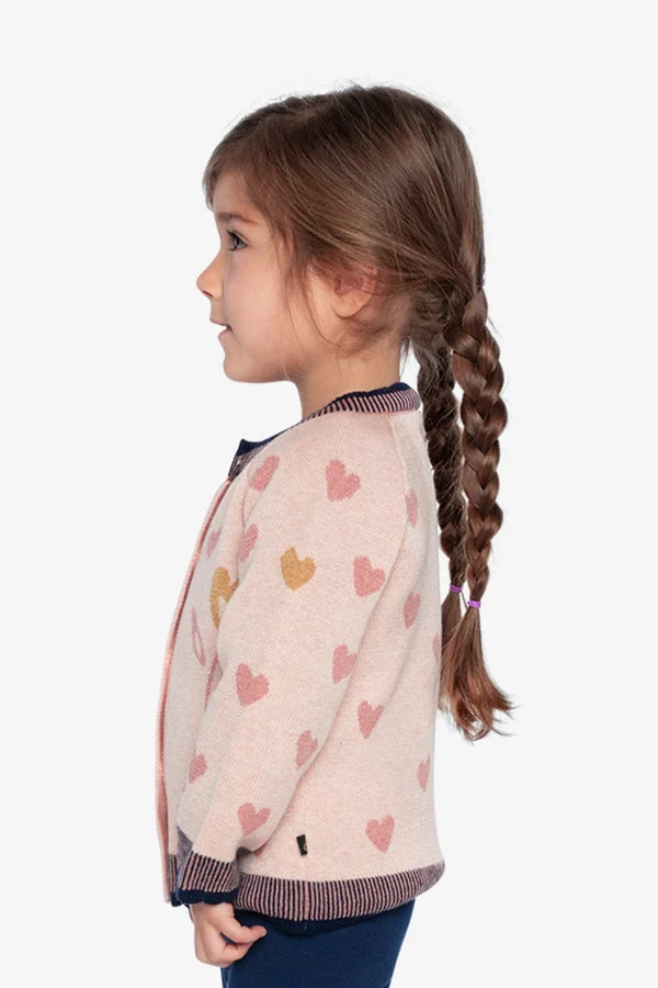 Deux Par Deux Girls Jacquard Knit Cardigan   J20FT32   Silver Pink