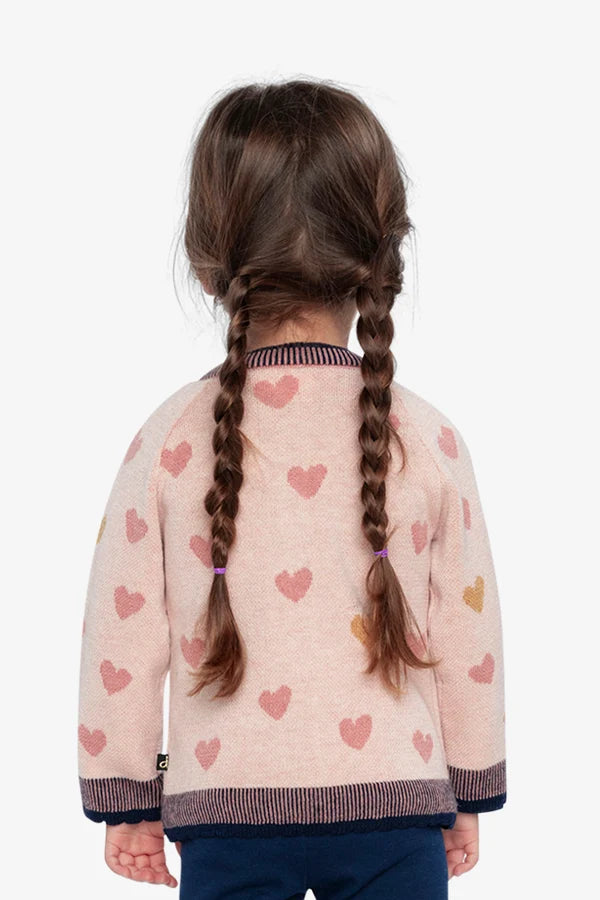 Deux Par Deux Girls Jacquard Knit Cardigan   J20FT32   Silver Pink