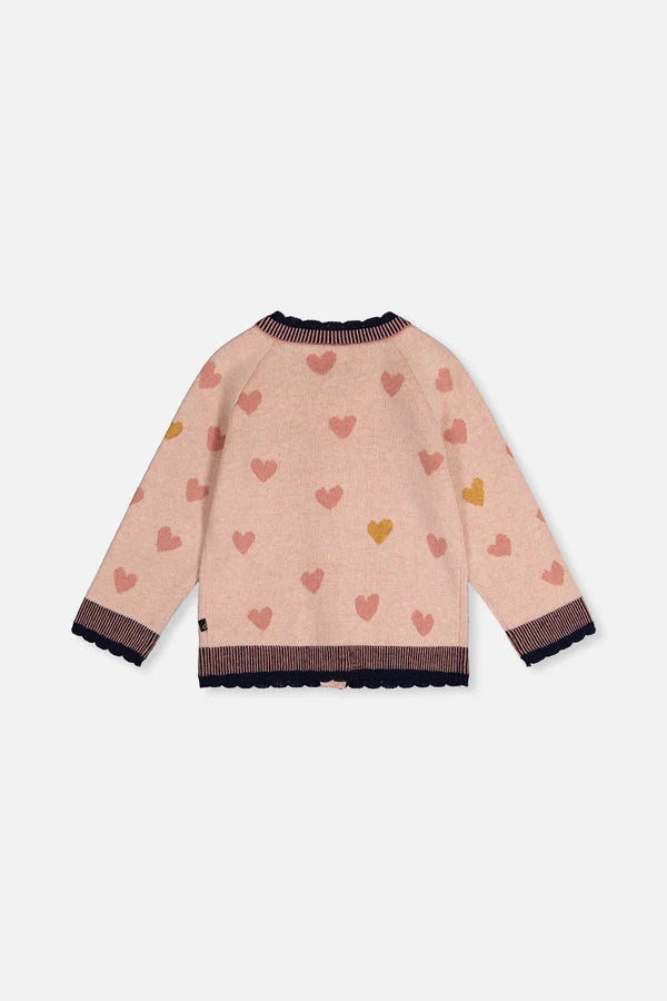 Deux Par Deux Girls Jacquard Knit Cardigan   J20FT32   Silver Pink
