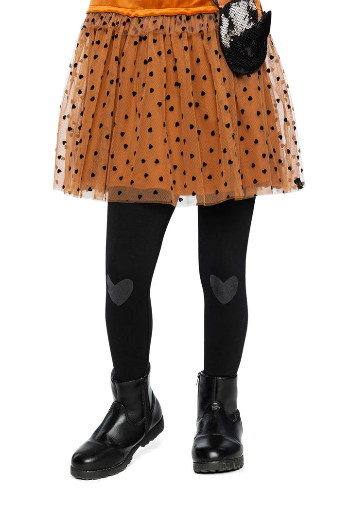 Deux Par Deux Girls Leggings With Heart Detail On Knee   J20H60    Anthracite