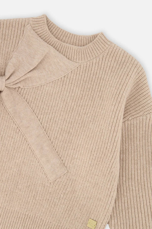 Deux Par Deux Girls Sweater With Bow   J20HT31   Off White