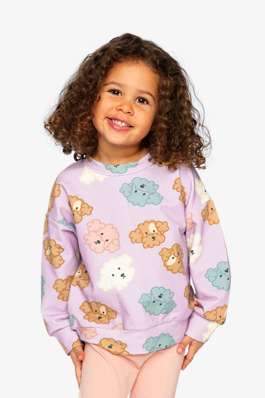 Deux Par Deux Girls Fleece Sweatshirt   J20I31   Printed Big Poodle