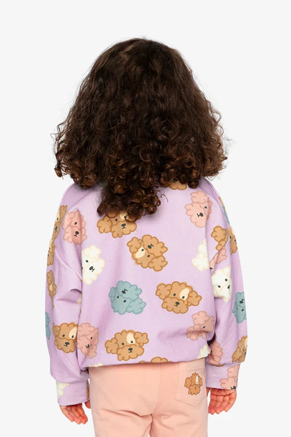 Deux Par Deux Girls Fleece Sweatshirt   J20I31   Printed Big Poodle