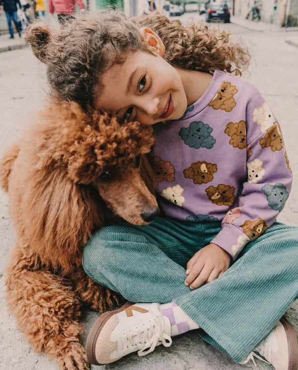 Deux Par Deux Girls Fleece Sweatshirt   J20I31   Printed Big Poodle