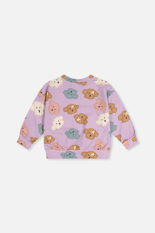 Deux Par Deux Girls Fleece Sweatshirt   J20I31   Printed Big Poodle